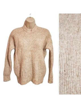 Madewell Belfiore Tan Ribbed Wool Blend Oversized Sweater XXS